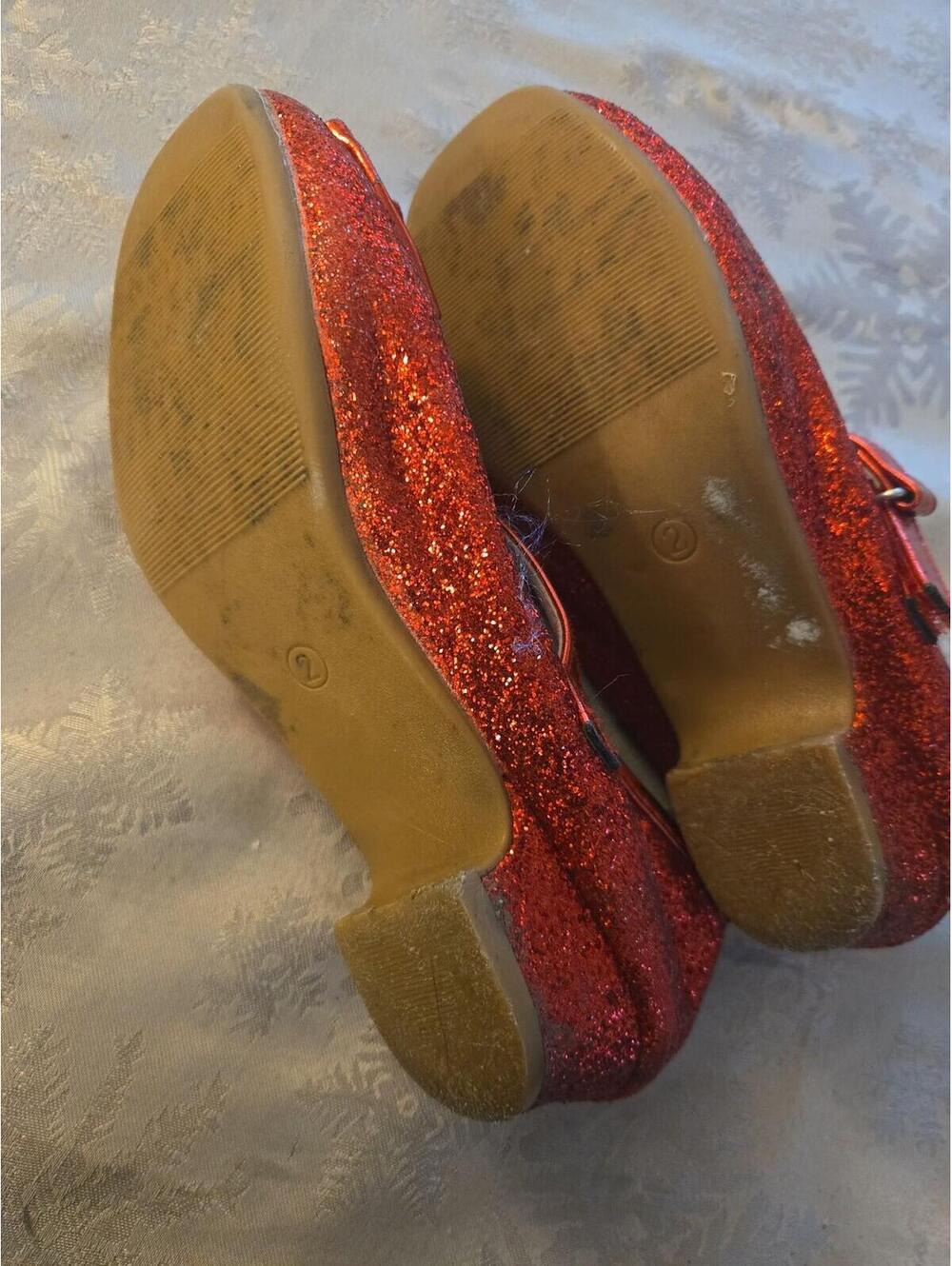 Stelle Sparkly Red Glitter Mary Janes Kids Size 2 Princess Dress Up Shoes - Picture 2 of 6